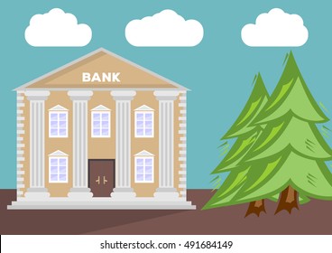 Bank building. Flat style vector illustration.
