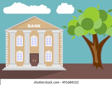 Bank building. Flat style vector illustration.
