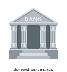 Bankgebäude Vektorillustration Symbol. Klassische Sicht auf den Aufbau von Finanzinstituten. Illustration einzeln auf weißem Hintergrund.