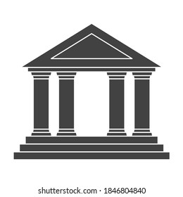 Bank building flat vector icon. Classic view of building of financial institution. Illustration isolated on white background.