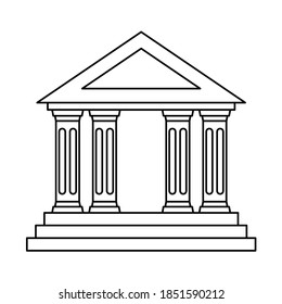 Bank building flat vector icon. Classic view of building of financial institution. Illustration isolated on white background.