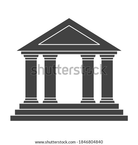 Bank building flat vector icon. Classic view of building of financial institution. Illustration isolated on white background.