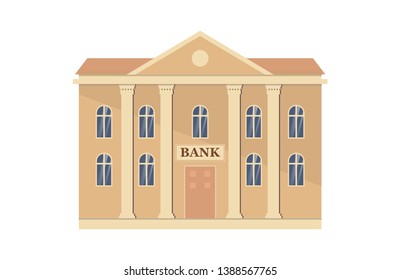 Bank building flat vector illustration on white