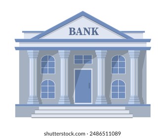 Bank building front view illustration design