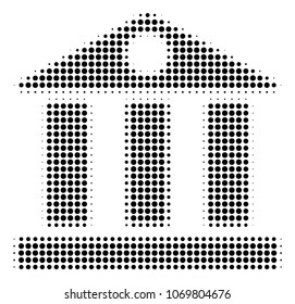 Bank Building halftone vector icon. Illustration style is dotted iconic Bank Building icon symbol on a white background. Halftone texture is circle points.