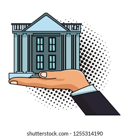 bank building with hand