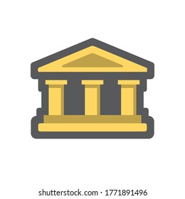 Edificio de bancos. Casa con columnas. Ilustración de dibujos animados