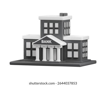 Bank building icon 3d render concept of financial institution 3d money exchange building icon vector illustration