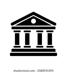 Bank building icon. Black Bank building silhouette vector illustration isolated on white background.