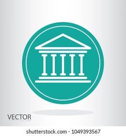 bank building icon - classical building with columns symbol - bank or university building sign vector illustration of Eps10