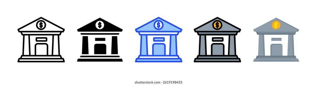 Bank Building Icon Collection With Multiple Styles