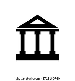 Bank building icon. Courthouse icon. Classic greek architecture columns.