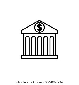 Construcción de bancos, ilustración vectorial de diseño de iconos de bancos, plantilla de diseño de iconos de bancos, icono de caja de dinero. Icono de la caja de monedas o de cerdo.