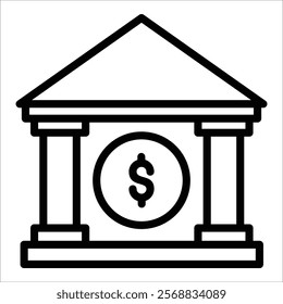 Bank Building Icon Element For Design