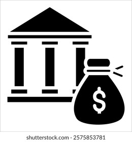 Bank Building Icon Element For Design