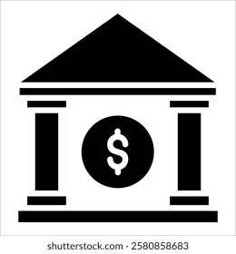 Bank Building Icon Element For Design