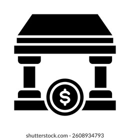 Bank Building Icon Element for Design