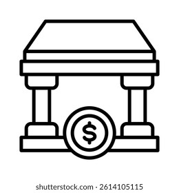 Bank Building Icon Element for Design