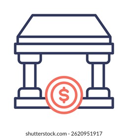Bank Building Icon Element for Design