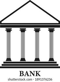 Bank building icon. Bank facade. Vector, cartoon illustration. Vector.
