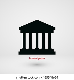 bank building icon, flat design best vector icon