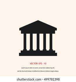 bank building icon, flat design best vector icon