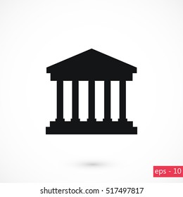 bank building icon, flat design best vector icon
