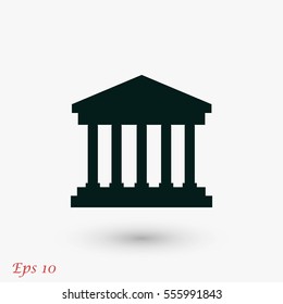 bank building icon, flat design best vector icon