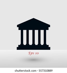 bank building icon, flat design best vector icon