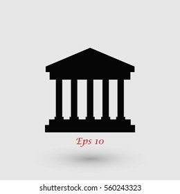 bank building icon, flat design best vector icon