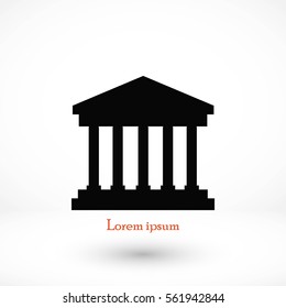 bank building icon, flat design best vector icon