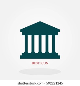 bank building icon, flat design best vector icon