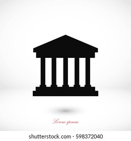 bank building icon, flat design best vector icon