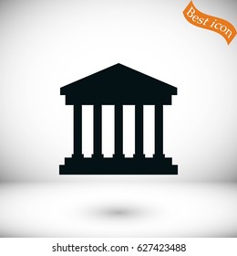 bank building icon, flat design best vector icon