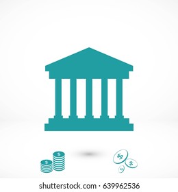 bank building icon, flat design best vector icon