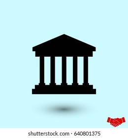 bank building icon, flat design best vector icon