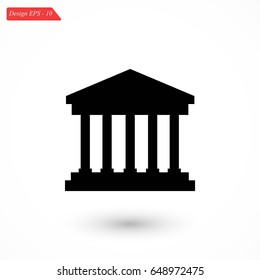 bank building icon, flat design best vector icon