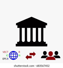 bank building icon, flat design best vector icon