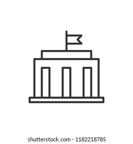 Bank building icon in flat style. Government architecture vector illustration on white isolated background. Museum exterior business concept.