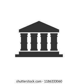 Bank building icon in flat style. Government architecture vector illustration on white isolated background. Museum exterior business concept.