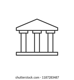 Bank building icon in flat style. Government architecture vector illustration on white isolated background. Museum exterior business concept.