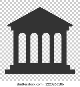 Bank building icon in flat style. Government architecture vector illustration on isolated background. Museum exterior business concept.