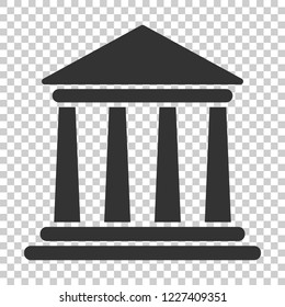 Bank building icon in flat style. Government architecture vector illustration on isolated background. Museum exterior business concept.