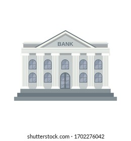 Bank Building icon in flat style isolated on white background. Vector illustration. - Shutterstock ID 1702276042