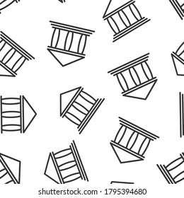 Bank building icon in flat style. Government architecture vector illustration on white background. Museum exterior seamless pattern business concept.