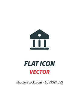 icono de construcción de banco en un estilo plano. Pictograma de ilustración de vector sobre fondo blanco. Símbolo aislado adecuado para concepto móvil, aplicaciones web, infografías, interfaz y diseño de aplicaciones