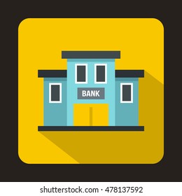 Bank building icon in flat style isolated with long shadow