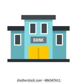 Bank building icon in flat style isolated on white background. Finance and safety symbol vector illustration