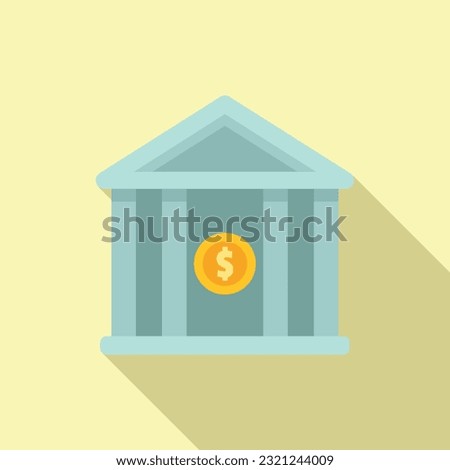 Bank building icon flat vector. Money pay. Work business