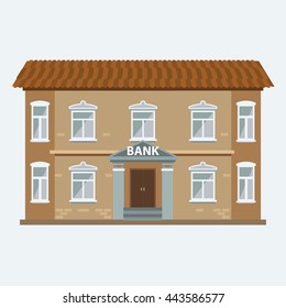 Bank building icon isolated on the white background. Vector Illustration with flat color style